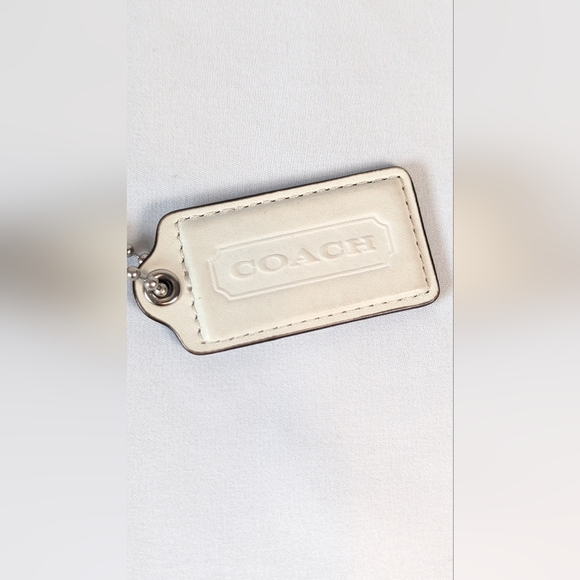 Coach Hangtag White Ivory Leather Nickel Hardware - Picture 2 of 4
